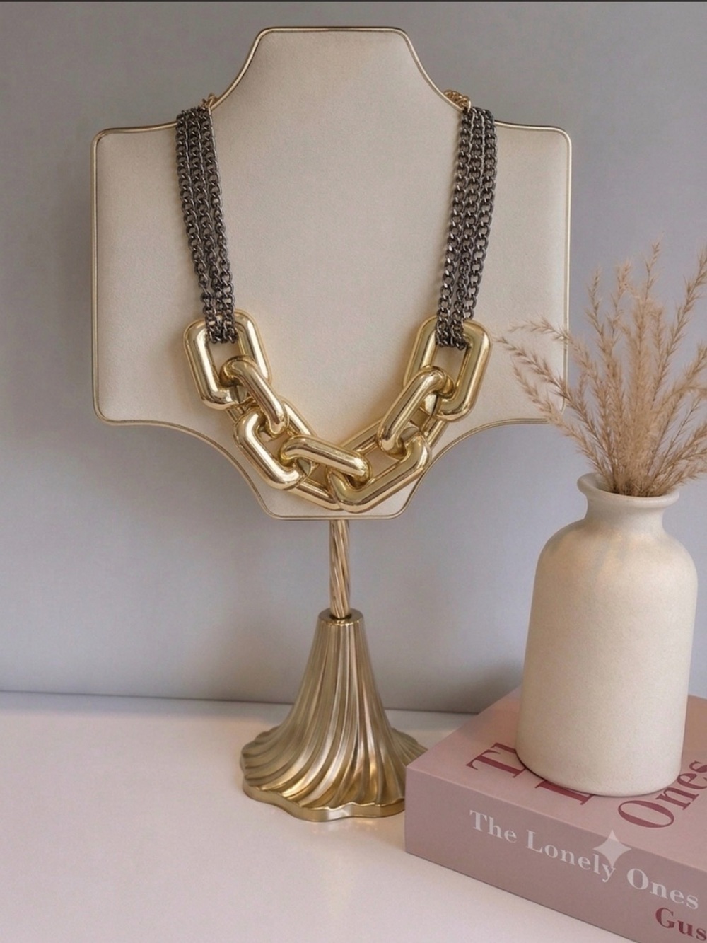 Chunky Two-Tone Chain Statement Necklace - Gold & Gunmetal NWOT